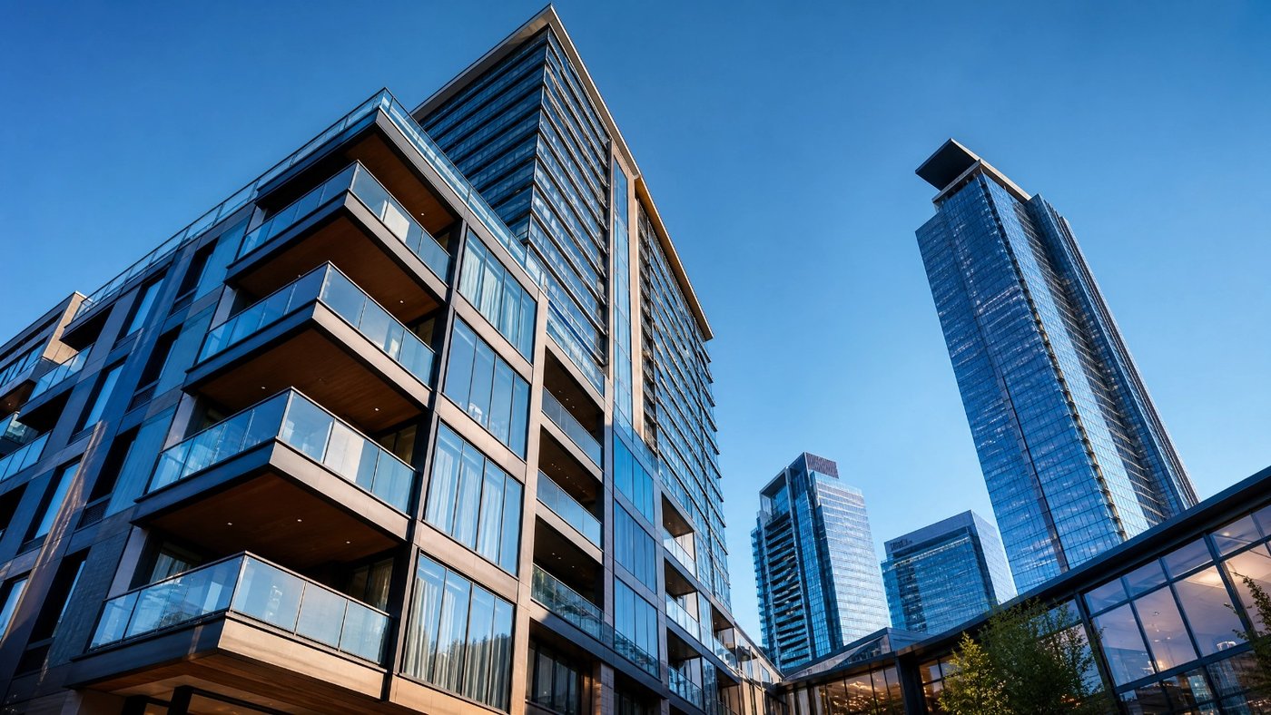 Edifícios corporativos modernos com fachada de vidro